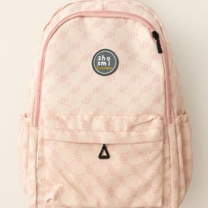 a light-colored college bag